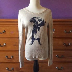Cream sweater with dog print on front